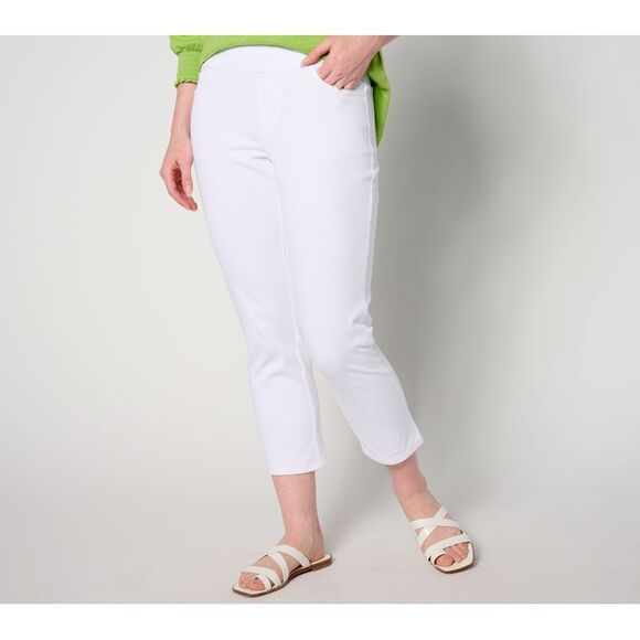 Belle by Kim Gravel Women's Petite Pants 10P Delray Denim Cropped White A646481 - Picture 1 of 4